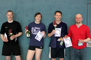 Die Sieger Mark (3. Platz), Kristin (2. Platz), Kilian (1. Platz) und Raphael (Sieger der Herzen)